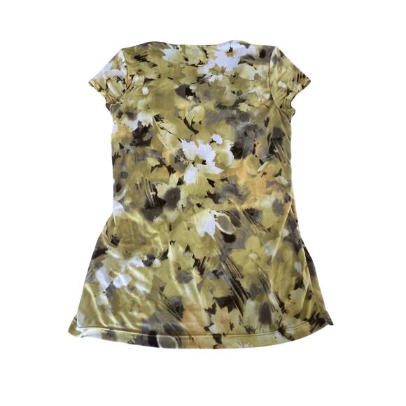 AK Anne Klein Colorful Abstract Floral Print Layered Look Knit Top Size Small - Picture 1 of 6